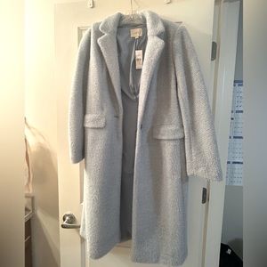 NWT LOFT XS blue fuzzy long pea coat